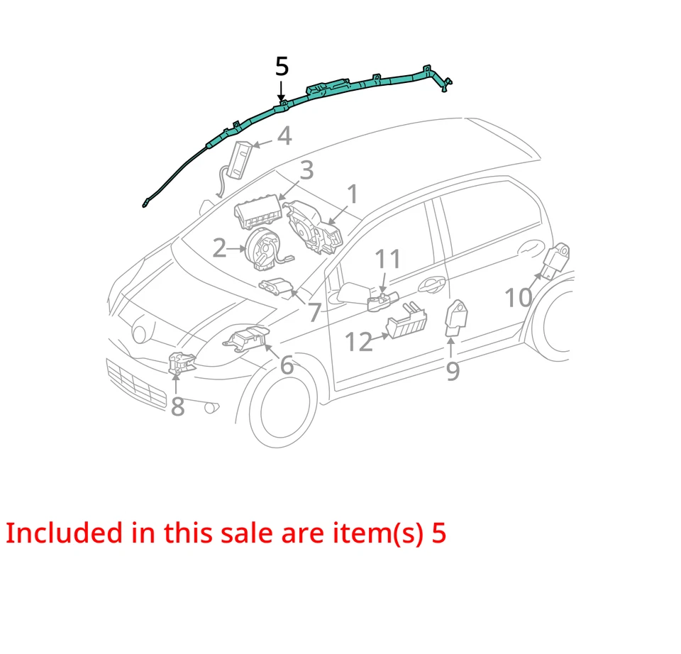 Bolsa de aire bolsa de aire cortina techo conductor Toyota Yaris LH 2006-2008 FABRICANTE DE EQUIPOS ORIGINALES Foto 4 de 4