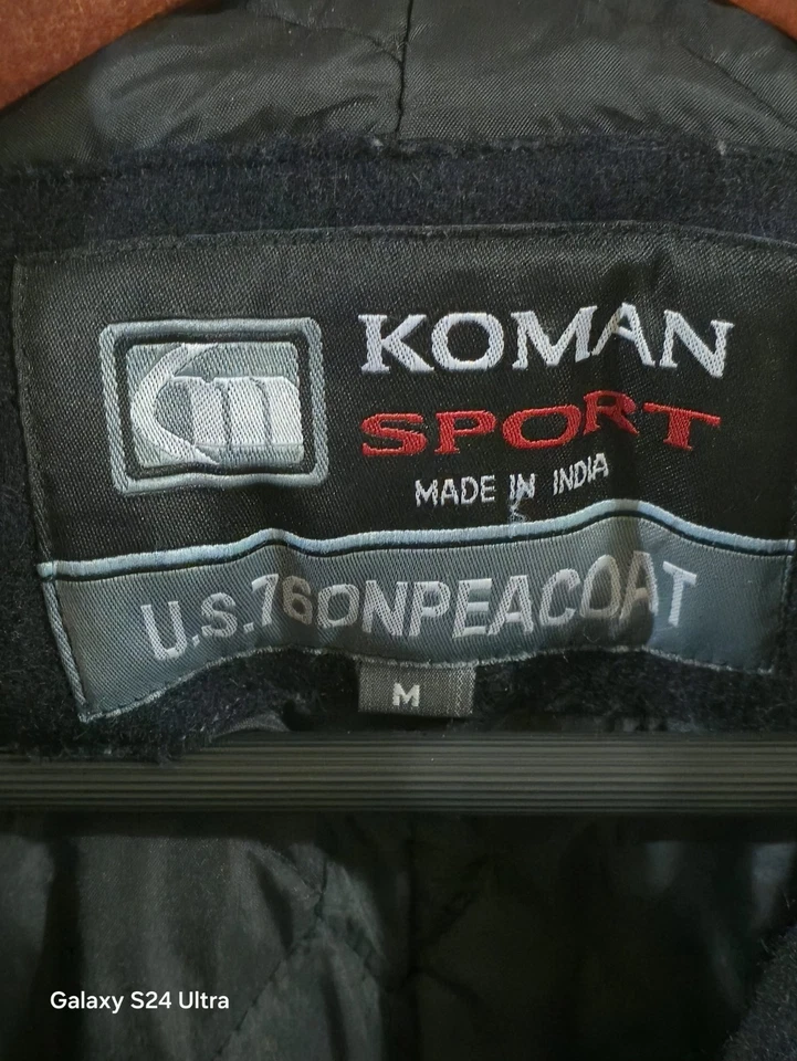 Vintage Schott US 760N Pea Jacket Men Sz M Black Wool Navy Coat Quilted Outdoor - Image 4 of 4