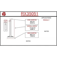 ITM Engine Components RX35051 Engine Exhaust Valve For 84-90 505 Fuego R18i