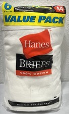 Vtg 2000 Hanes 100 Cotton Briefs Underwear Size 44 Pack Of 6 Made In USA NOS