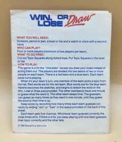VINTAGE 1988 Win, Lose or Draw - Nintendo NES Game - 2 Manuals + Sleeve , EUC