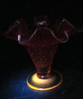 Tulip Floral Glass Vase GLOWS w/UV Hobnail Amberina Red Orange 3/4" Ruffled Rim — photo 4