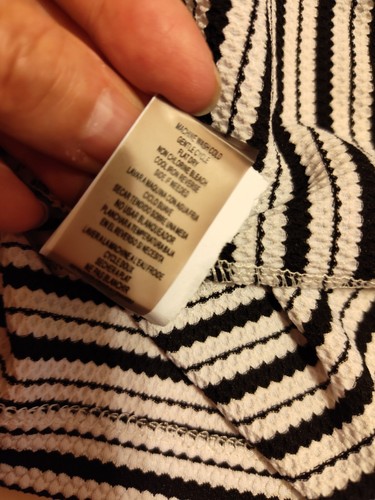 CALVIN KLEIN Short Sleeve Women's 1X Black White Top Stripe Round Neck Knit - Picture 8 of 10