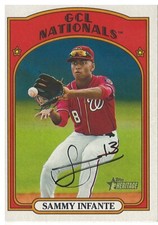 SAMMY INFANTE WASHNGTON NATIONALS PROSPECT RARE 2021 TOPPS HERITAGE SIGNED CARD
