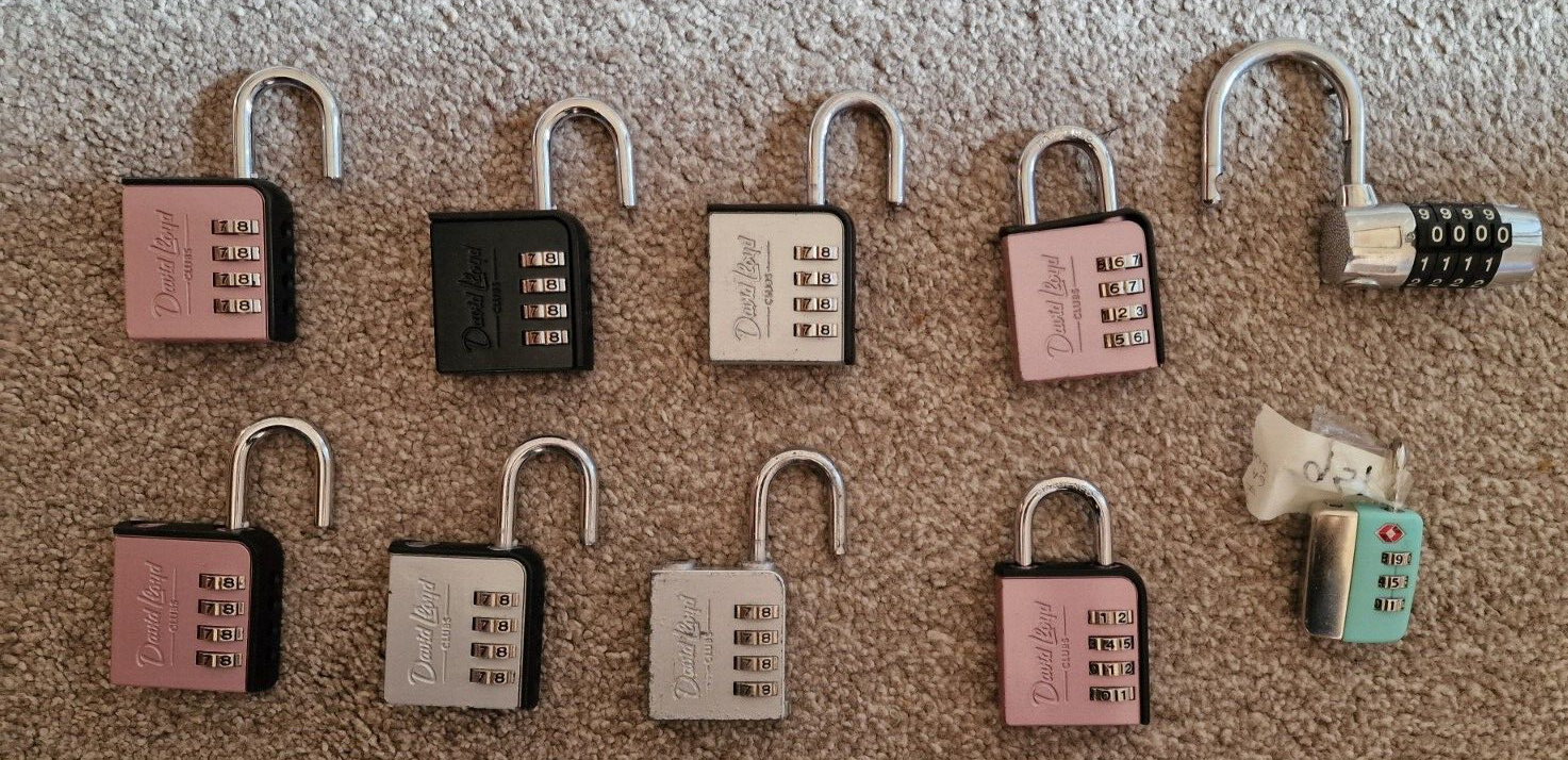 David Lloyd Sports used combination Padlocks x6 set to 0000, plus eBay