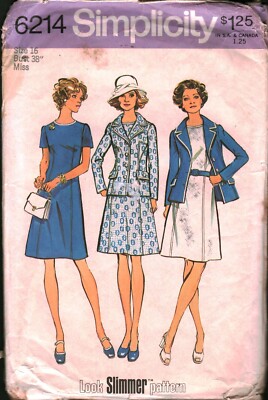 6214 Vintage Simplicity SEWING Pattern Look Slimmer Jacket Dress Casual ...