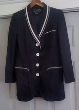Vintage Laurel By Escada Rayon-silk Jacket Black And White - Size 34