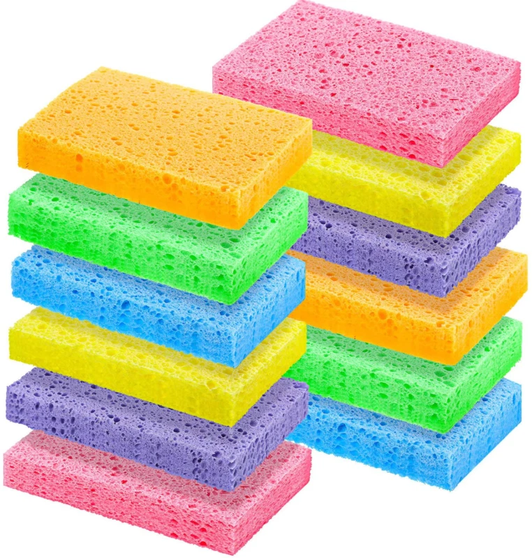 Chuangdi 12 Pieces Cleaning Scrubbing Sponge, Kitchen Cellulose