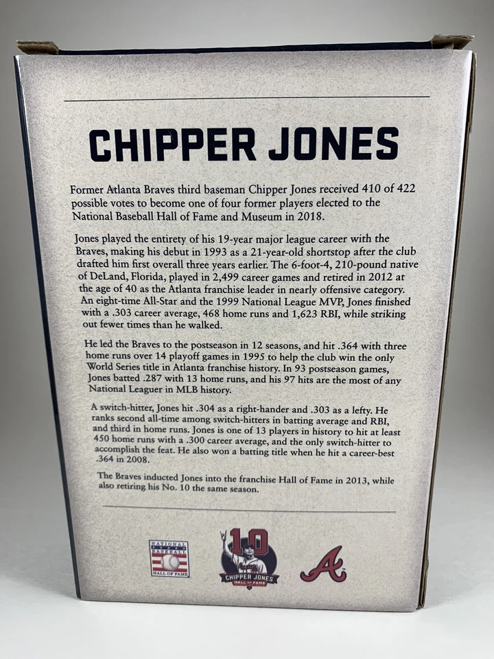 Chipper Jones Atlanta Braves Hall of Fame Replica Plaque 2018 SunTrust W/Stand - Image 4 of 4