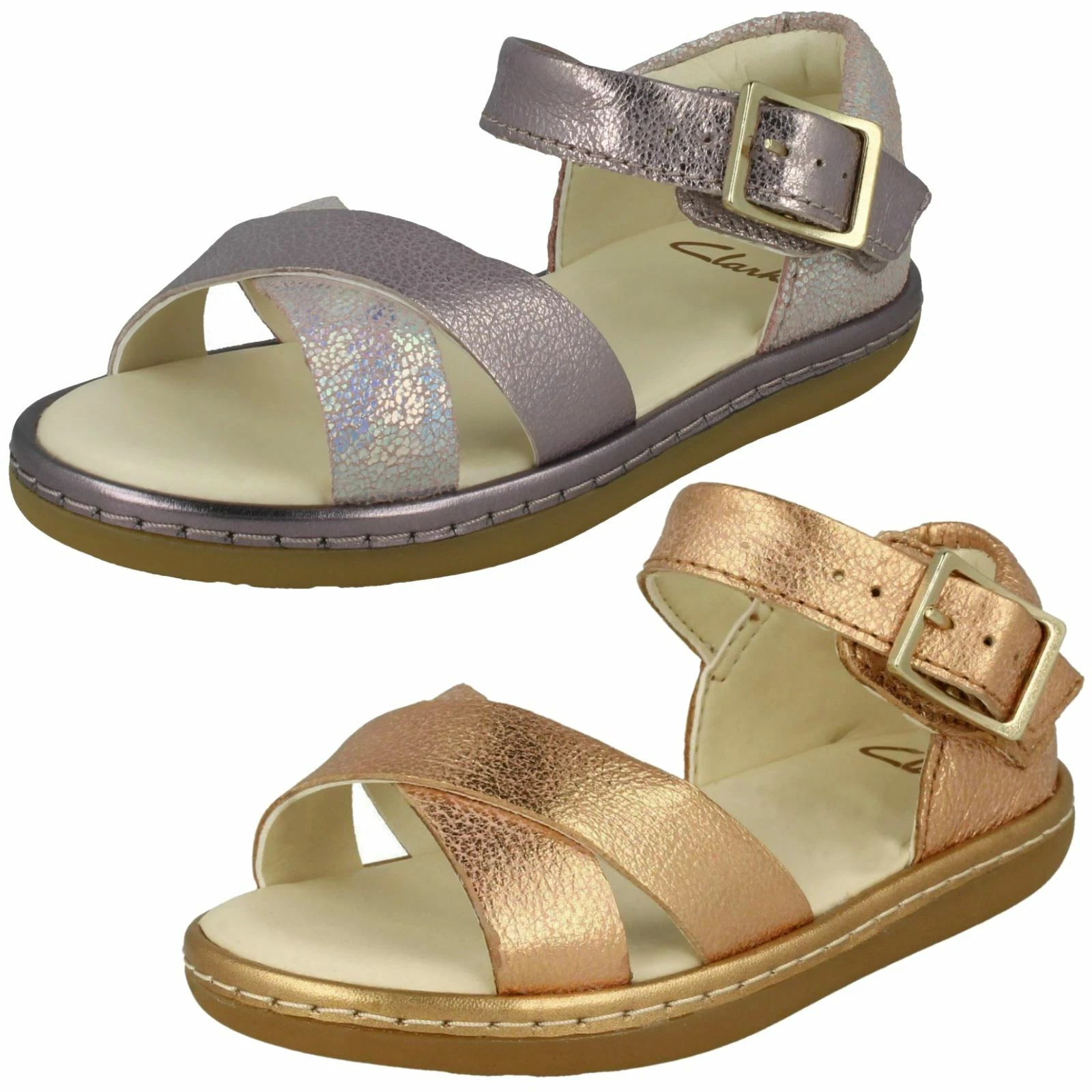Sandali da bambina Clarks con dettagli incrociati Skylark Pure T