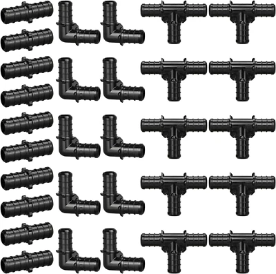 PXZBLG 1/2" Poly PPSU Barb Crimp PEX Fitting, 30Pcs PEX Fitting Combo, 10Pcs Each Elbow