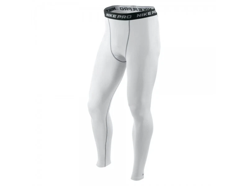 New Mens Nike Pro Combat Hyperwarm Compression Thermal Running Tights White  $50