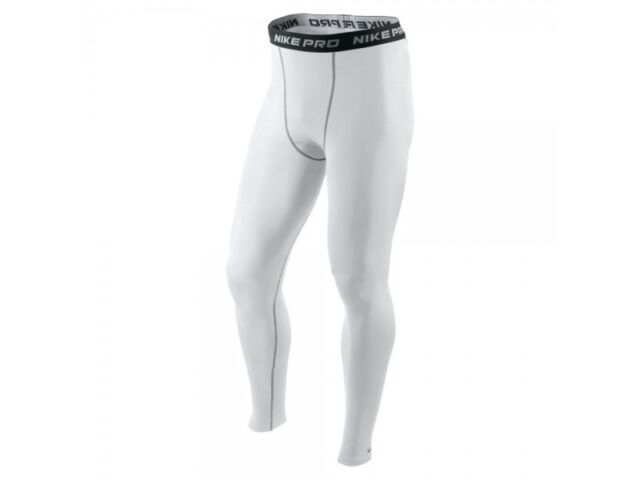 New Mens Nike Pro Combat Hyperwarm Compression Thermal Running Tights White $50 | eBay
