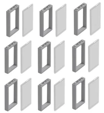 ☀️NEW LEGO 9x Light Bluish Gray Door Frame 1x4x6 Parts Pieces Clear Glass Window