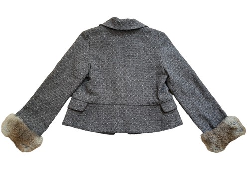 NWT Christian Dior Girls Jacket Blazer Size 10Y Brown Tweed Rabbit Fur Collar - Picture 11 of 11