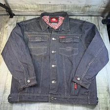 Ecko Unlt Denim Jacket Mens Large Blue Skater Trucker Vintage y2k Streetwear