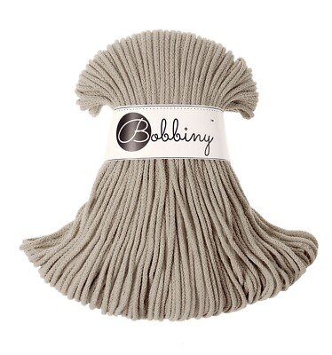 Bobbiny Braided Cotton Cord - Beige | 3mm 100m/108yds=