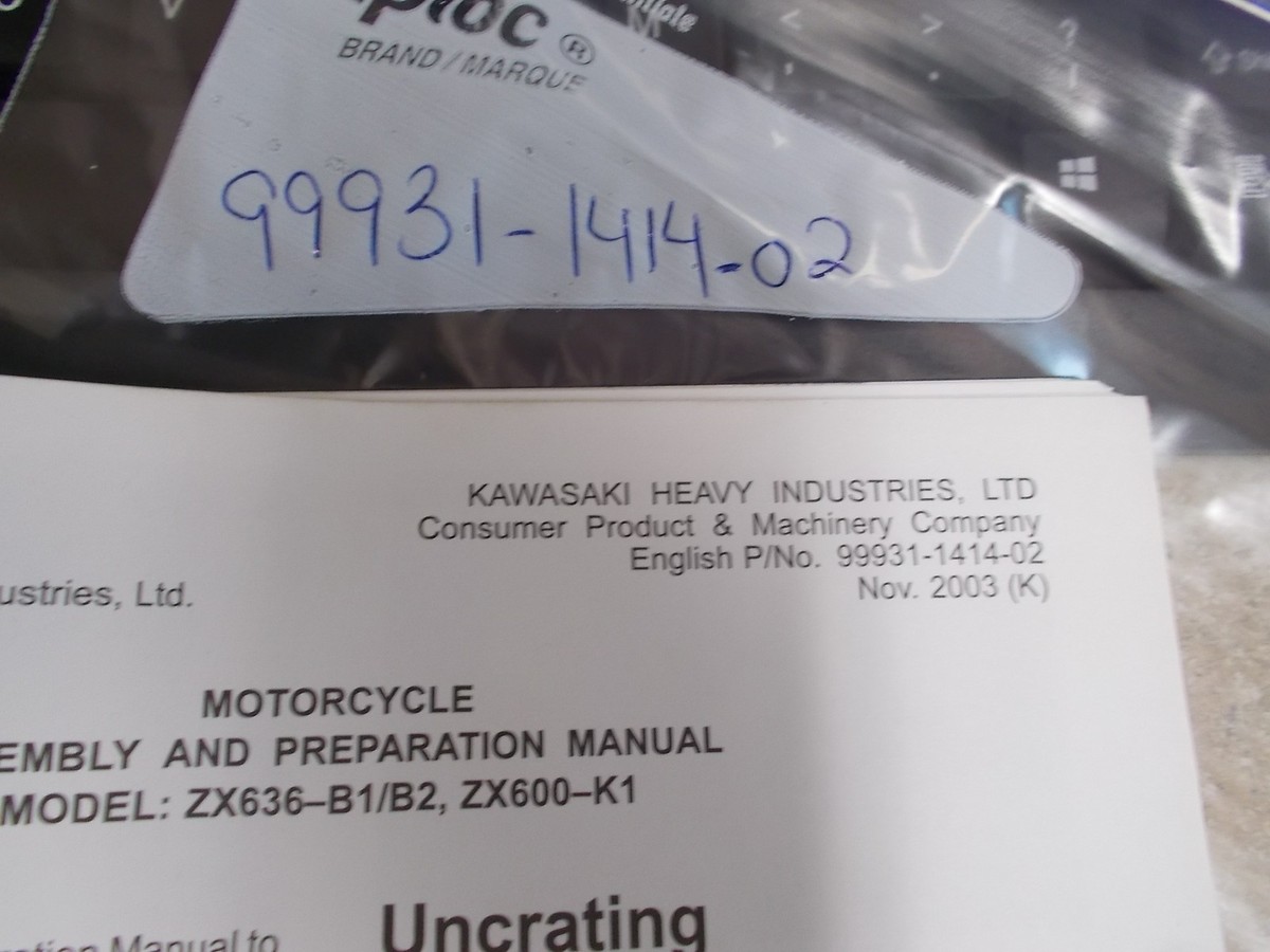 OEM Kawasaki Assembly & Preparation Manual 03 ZX636-B1 B2