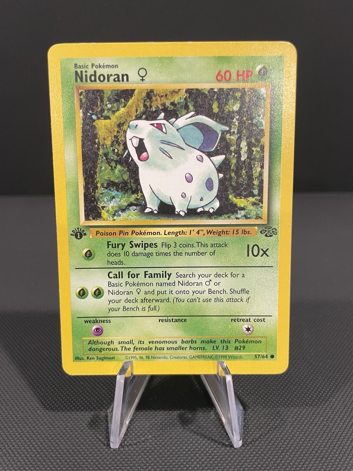 Pokémon Card 1ST EDITION Nidoran Jungle 57/64 WotC Vintage 1999 NM