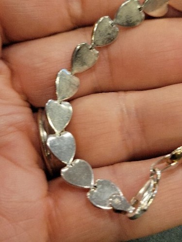 CUTE 925 STERLING SILVER HEARTS BRACELET 8.87g 7" - Picture 4 of 7