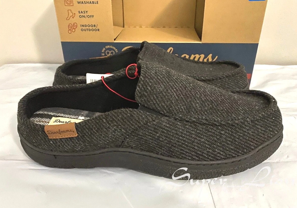 NEW Dearfoams Men s Memory Foam Indoor Outdoor Slippers PICK SIZE BLACK