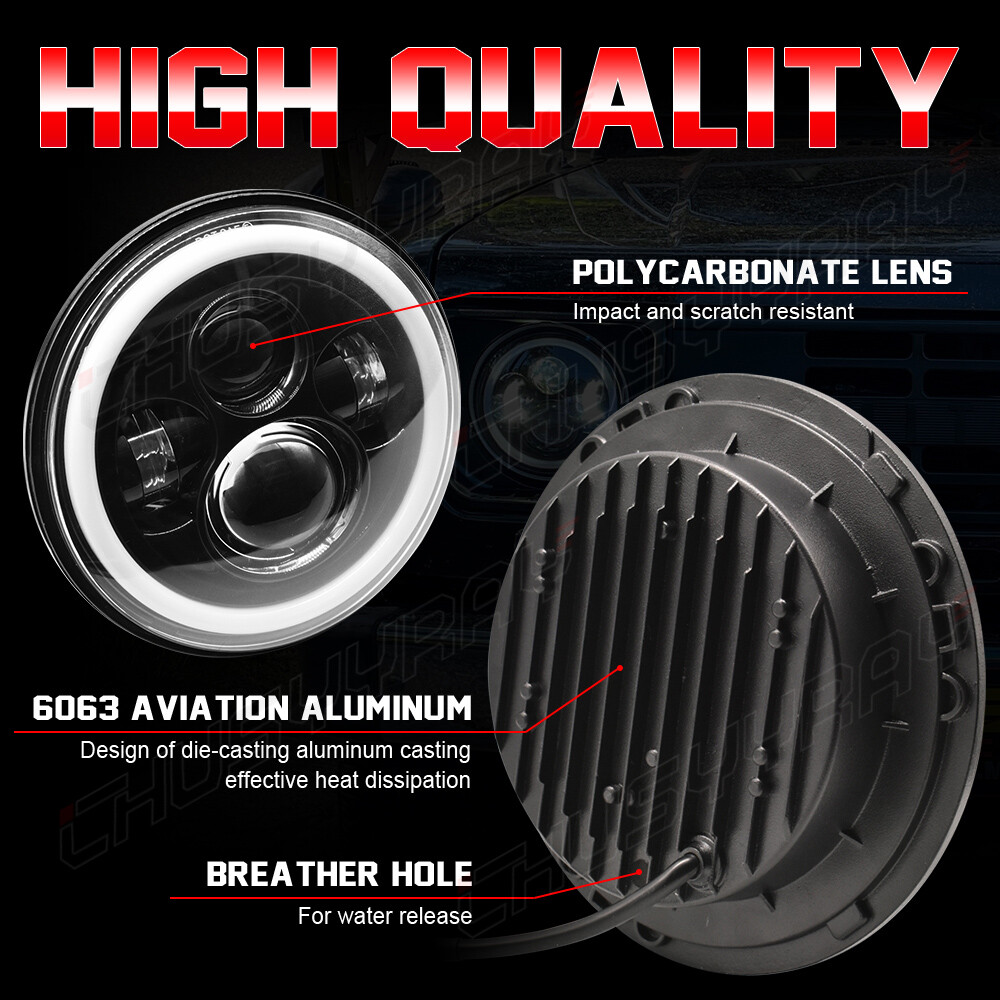 7" LED Headlamp Headlights & 4'' Fog Lights for Freightliner Coronado 2001-2016