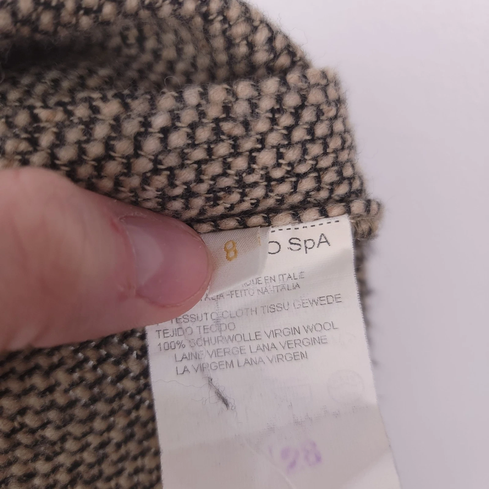 Pantaloni vintage in lana tweed Valentino cerniera laterale marrone donna taglia 8