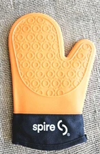 New Silicone Oven Mitt Orange & Black 11"