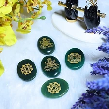 Crystal Divine Lakshmi Green Zibu Coin for home and office decoration- Set of 5
