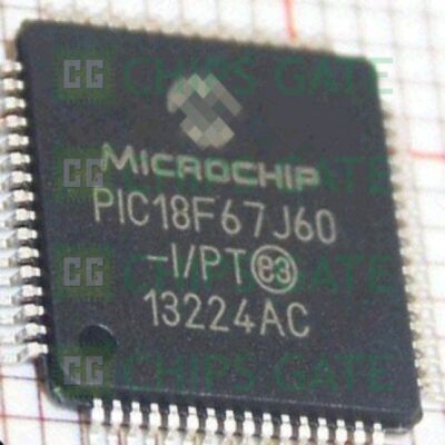 1PCS PIC18F67J60-I/  TQFP-64 MCU 8-Bit PIC18 PIC RISC 128KB   1.8V/2.5V/3 #F13