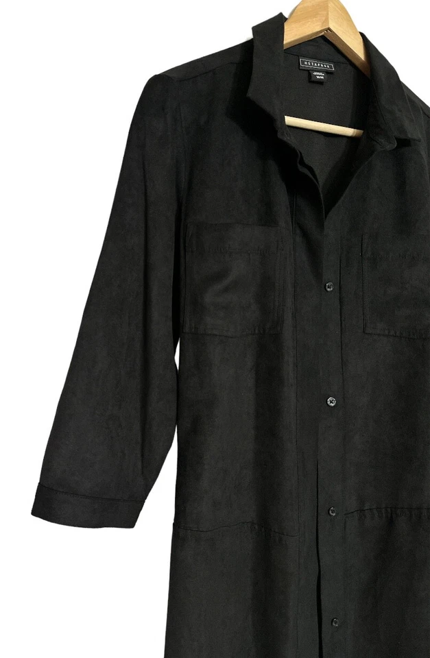 Chaqueta cárdigan para mujer Metaphor con cinturón oculta con botones manga 3/4 talla M negra Foto 4 de 4