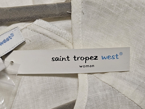 Saint Tropez West 2x Button Back Linen Blended Short Sleeve Blouse NEW - Picture 12 of 16