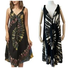womens fashion boho tunic dress v neck sleeveless black casual summer onesize