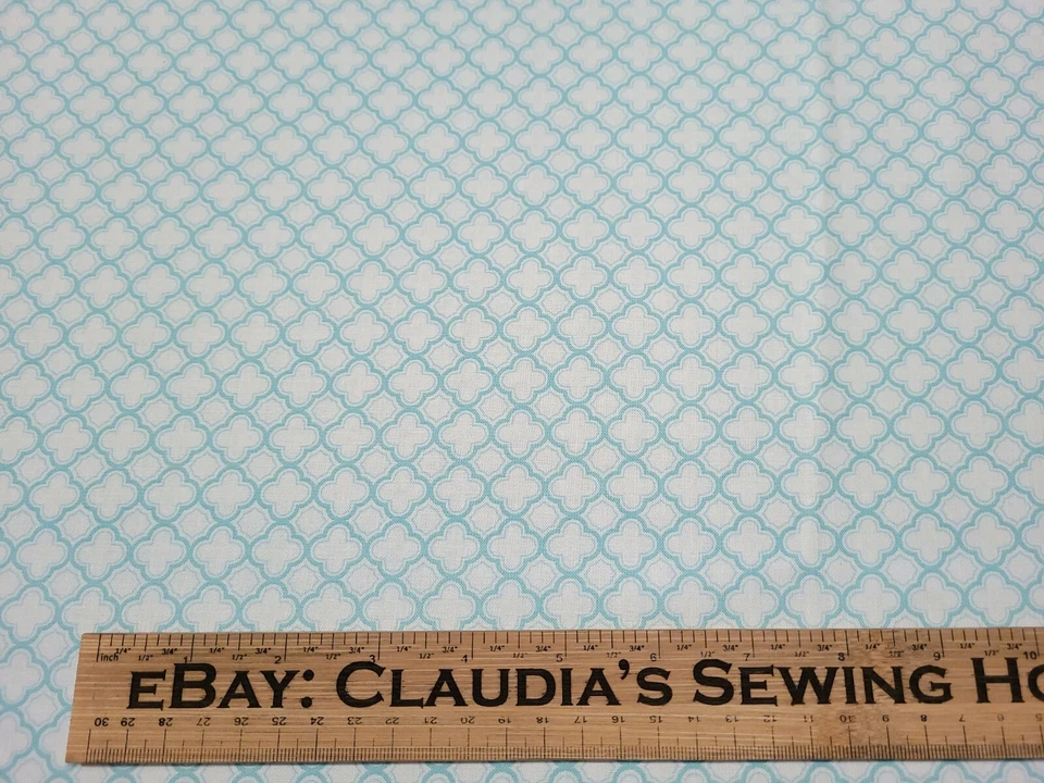 Sorbets BTY Quilting Treasures Aqua Blue Lattice White - Image 2 of 3