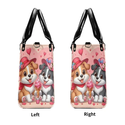 Personalized Cute Dog Valentine Day Luxury Women PU Leather Handbag, Valentine