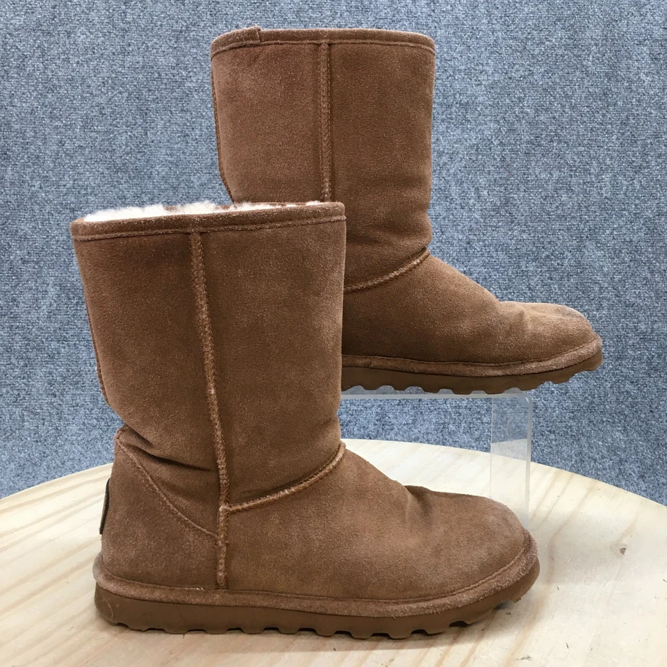 Bearpaw Boots Womens 8 Emma Short Mid Calf Winter Snow Casual Brown Suede Fur - Image 2 of 4