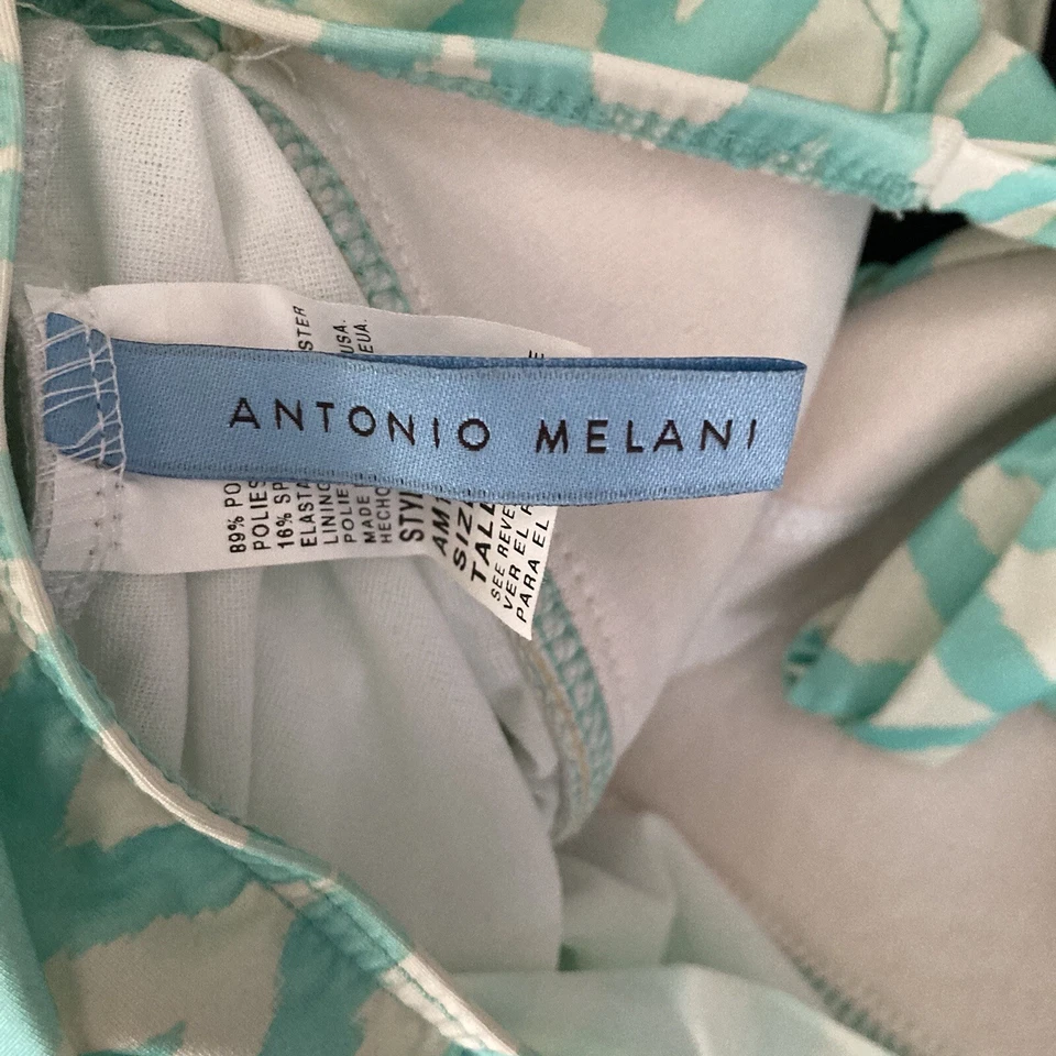 Antonio Melani Tankini Swim Top Small Green And White Striped Stretch Halter - Image 3 of 4