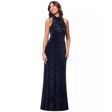 Betsy  Adam Velvet Formal Evening Gown Womens Size 6 Black Wedding Party Dress