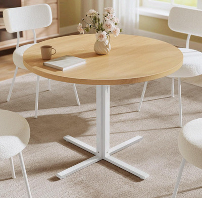 VASAGLE Round Dining Table 31.5in Kitchen Table for 4 Beige