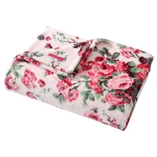 Betsey Johnson Vintage Floral Pink 50" X 70" Throw Blanket