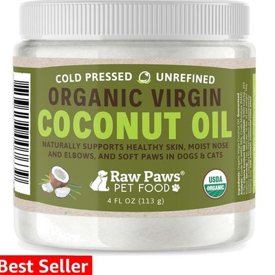 Virgin Organic Coconut Oil for Dogs & Cats, 4-oz - Treatment for Itchy Skin, ...