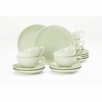 Seltmann Weiden Teeservice 18-Tlg. Klein Amina Seladon, Geschirr-Set, Porzellan