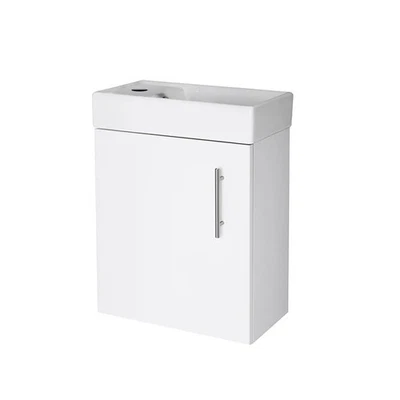 VINCIA Gloss White 400mm Wall Hung Vanity Unit Compact Bathroom Sink Modern