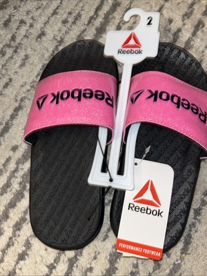 Girls size 2 Child s Pink Reebok Dual Density Slides Summer Shoes Lightweight