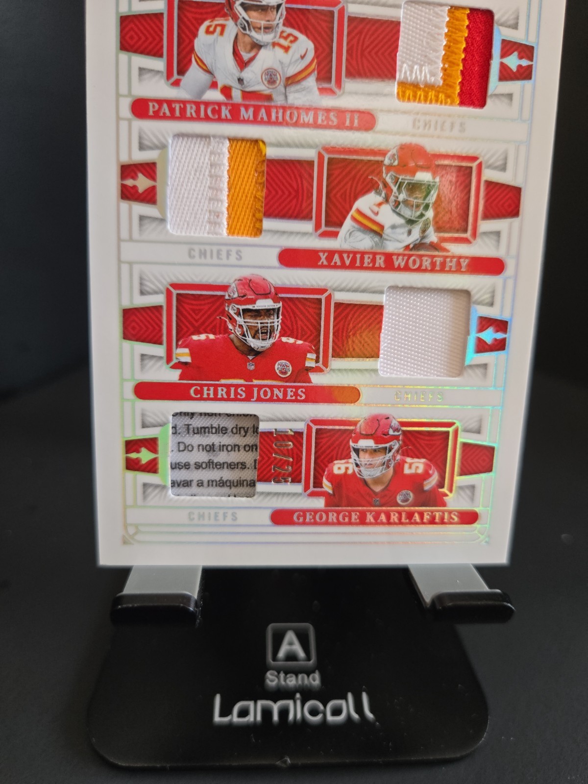 2025 Panini National Treasures SSP #'d /25 Gear Quad Materials Patrick Mahomes  view 2