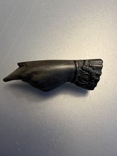 Antique Vulcanite Mourning Brooch in Hand Shape, Victorian Era