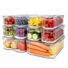 Fridge Organizers and Storage, 10 Pack Organizer Bins with Lids, Stackable St...