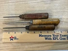 Lot 3 Vtg Ice Picks Advertising Round Wooden Handles Coca Cola Keokuk Marshall