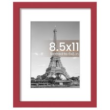 upsimples 8.5 By 11 Picture Frame, Display Pictures 6x8 with Mat 8.5x11, Red