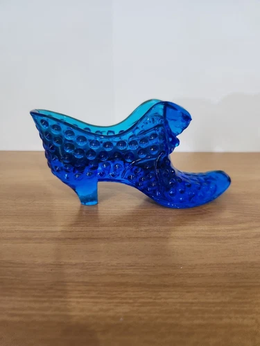 Fenton Cobalt Blue Hobnail Shoe with Cat Head